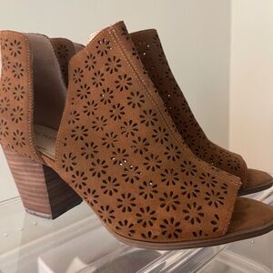 Brown Cutout Ankle Boots
